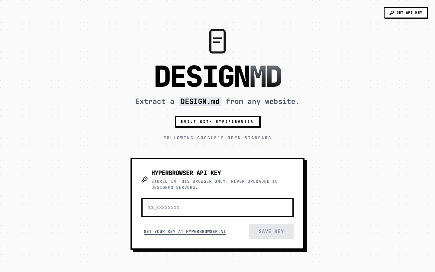 Hyperbrowser DESIGN.mdの画面