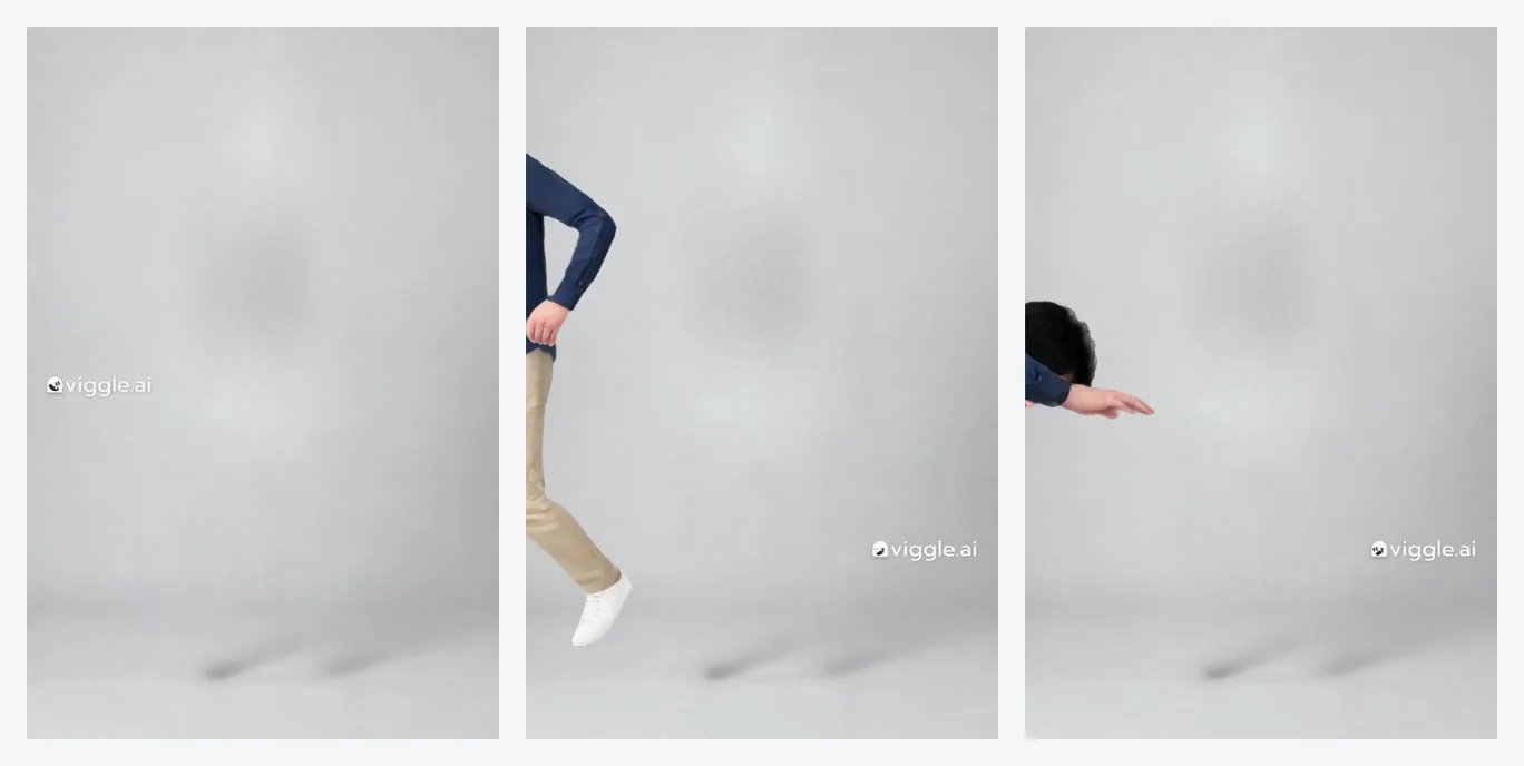 Motion Controlの結果から3つの場面。人物が写っていない場面、体の半分だけの場面、頭と手だけの場面